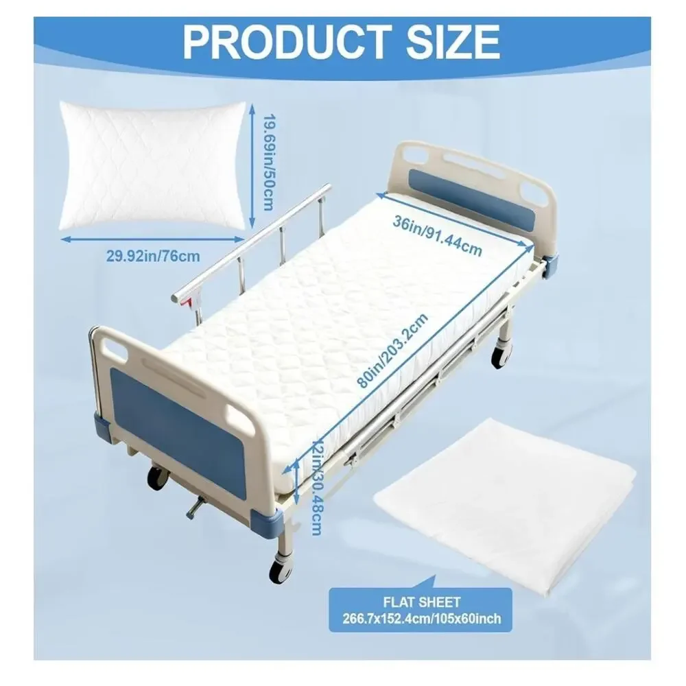 3 Piece Waterproof Hospital Bed Sheet Set for Home and Hospital Use NIP